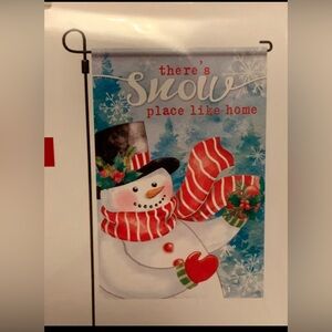 “Snow Place Like Home” Winter Snowman Decorative Garden Flag Winter Yard 12x18”